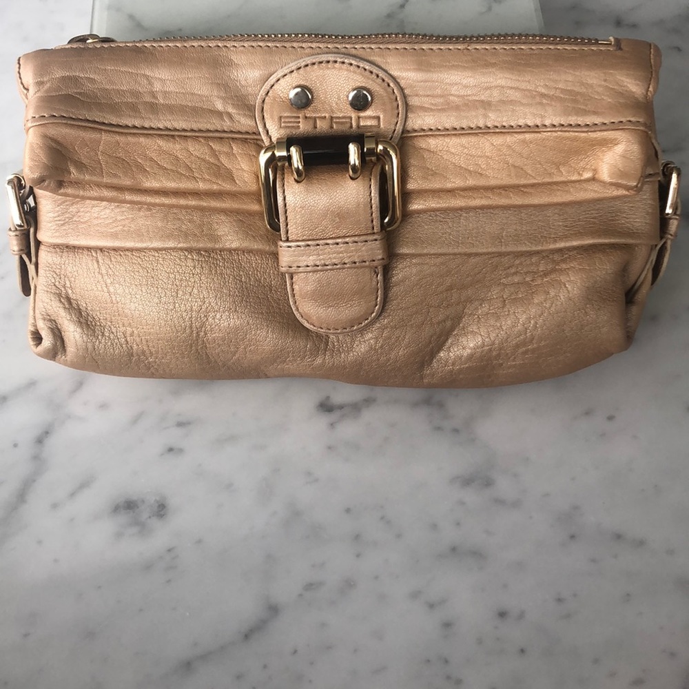 Etro calf leather light gold/beige clutch